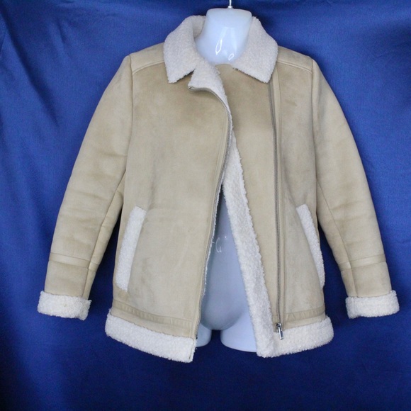 Faux Fur Lined Leather Suede Shearling Moto Jacket - Picture 2 of 9